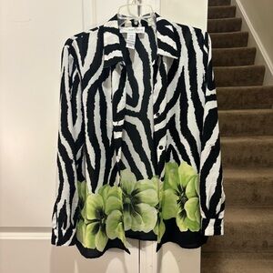 Vintage Sag Harbor Black and White Zebra Print Blouse